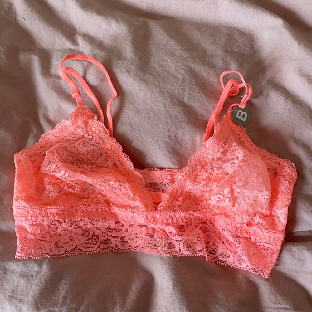 Orange lace bra